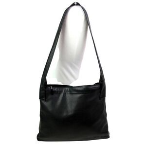 Field Manor BLACK GENUINE LEATHER TWO COMPARTMENTS SHOULDER BAG HOBO HANDBAG